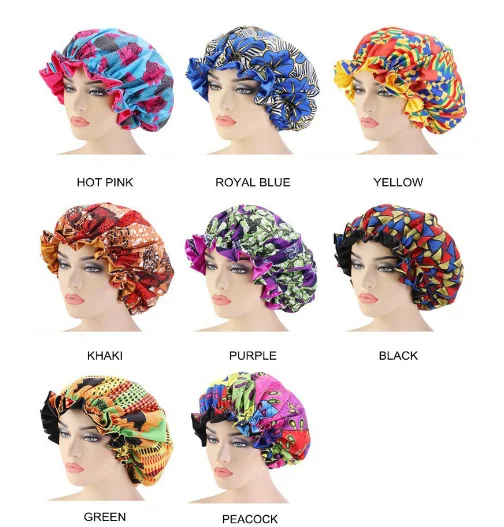 Satin Long Sommeil Bonnet De Nuit Femmes Imprimé Floral Hair Care Baggy Beanie Bonnet Chapeaux