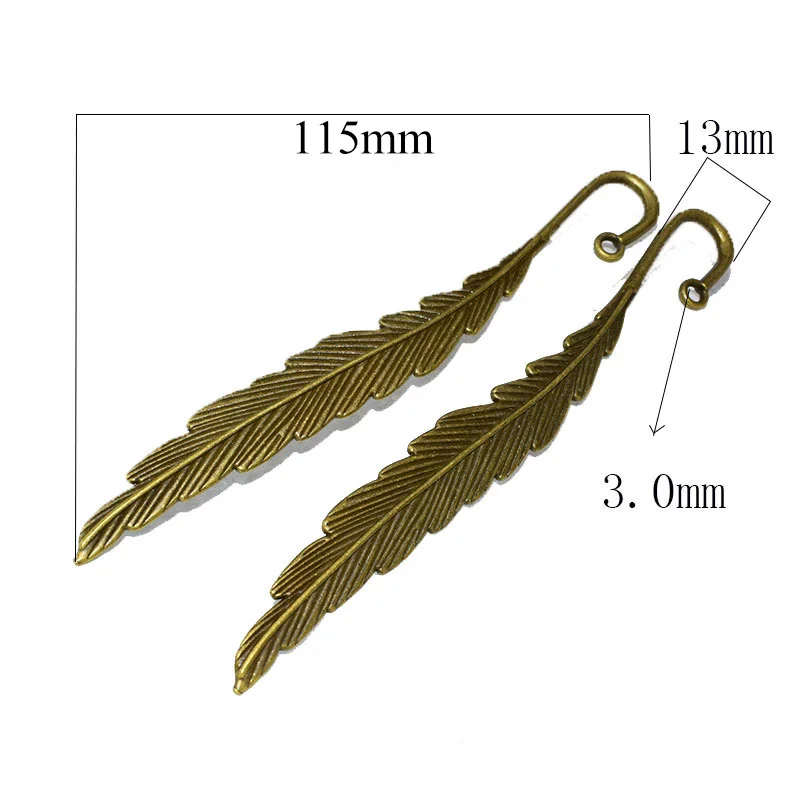 

5pcs/lot 115x13mm Retro Alloy Big Feather Bookmark Color Optional for DIY Handmade Craft Jewelry Making Gifts