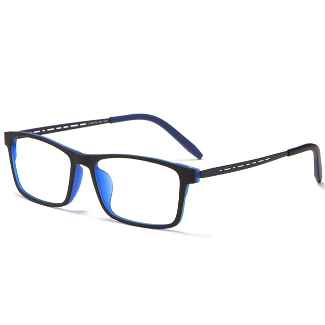 YIMARUILI 8822T Ultra-light High Qualit Flexible Square Pure Titanium Eyeglasses Optical Prescription Myopia Men Glasses Frame Black Blue