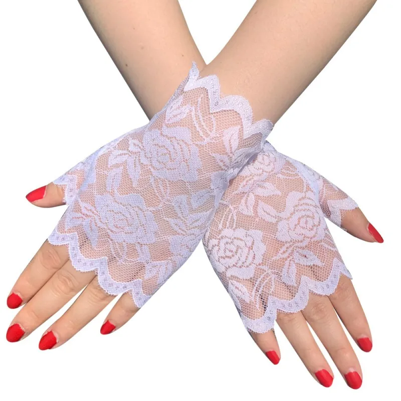 6 пар без пальцев женские кружевные перчатки Цветочные кружевные перчатки Sunblock кружевные перчатки нарядные перчатки для свадебного ужина ST254