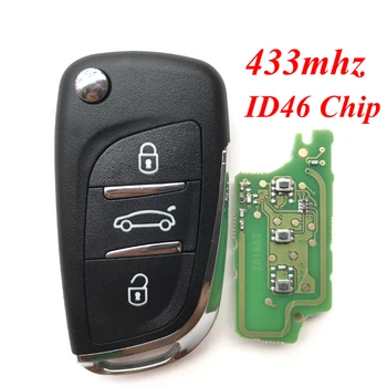 

3 Buttons Car Remote key For peugeot 407 207 308 807 307 with Chip CE0536 ASK Folding Flip key Case shell 433MHz VA2/HU83 blade
