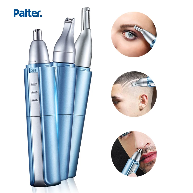 Paiter 3 in 1 Nose Trimmer Waterproof Rechargeable Portable Mens Electric Shaver Eyebrow Trimmer Hair Cutting Machine