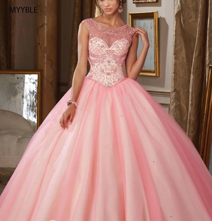 Vestido 15 Anos Debutante abiti principessa cenerentola abito da ballo gonfio economico abiti Quinceanera rosa dolce 16 abiti