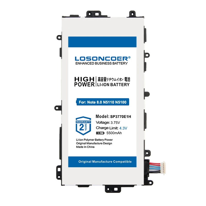 LOSONCOER 5500 мАч SP3770E1H хорошее качество батарея для samsung N5100 N5120 Galaxy Note 8,0 N5110 GT-N5100 GT-N5110 батарея