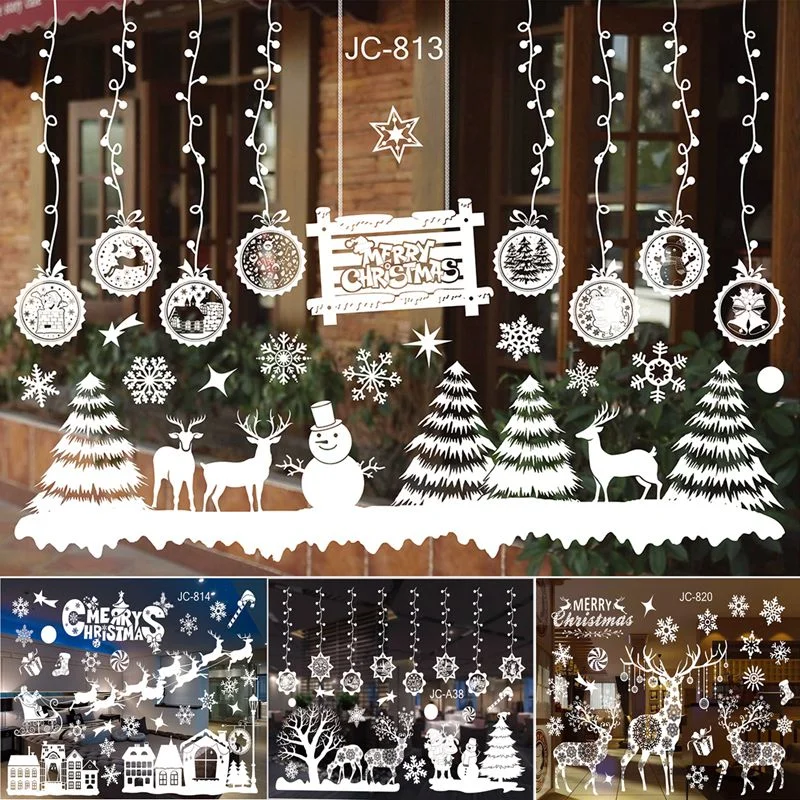Multicolor O-Kinee Navidad Pegatina de Pegatina Ventana de Pared Tienda De PVC Pegatina De Pared Decoraci/ó De Navidad Copos De Nieve Pared Decoraci/ón Pegatina de Pared