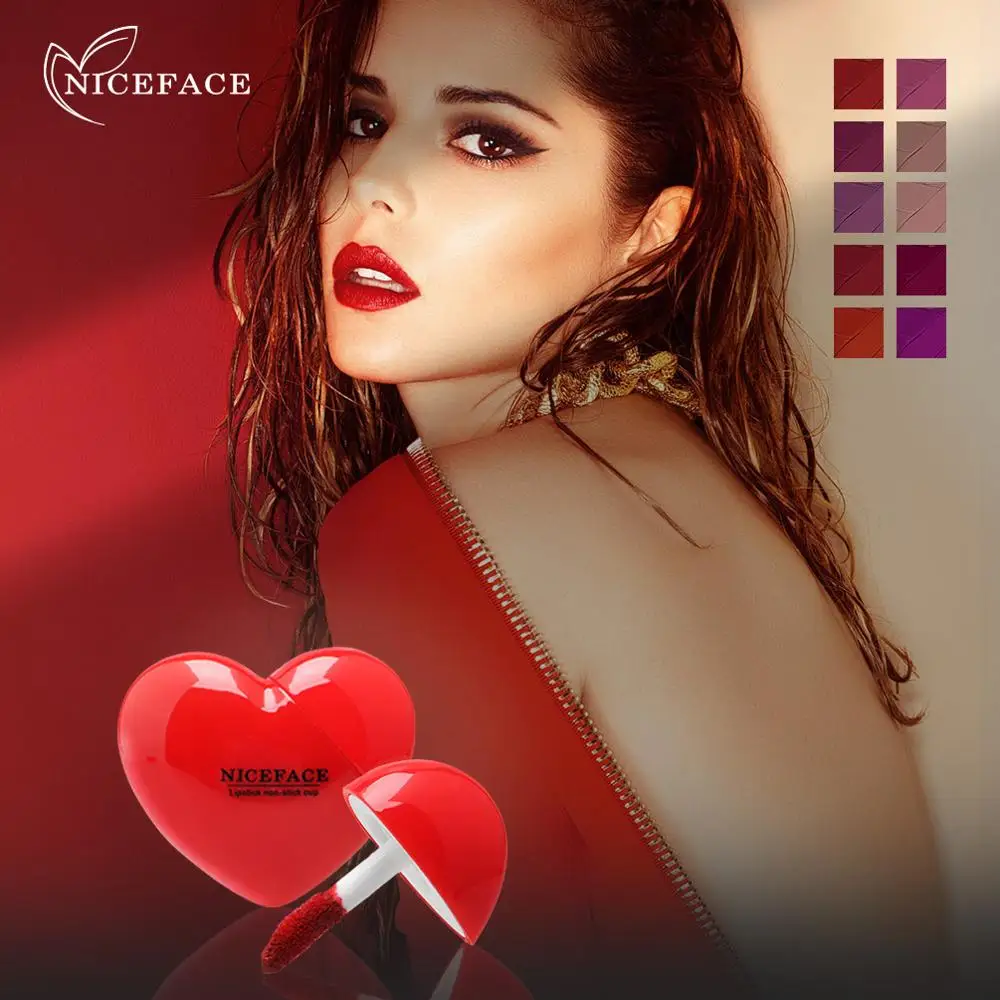 Niceface матовый блеск для губ красное сердце apperance водонепроницаемый стойкий