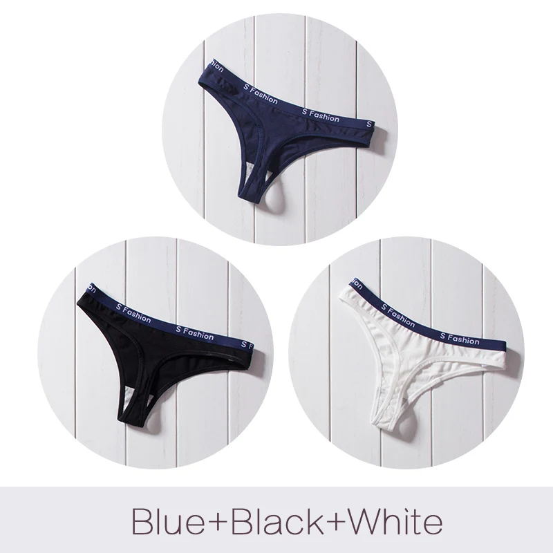 BlueBlackWhite FITLIFE, женские хлопковые стринги, трусики, стринги, нижнее белье, женские трусики сексуальное женское нижнее белье, трусики, интимная Дамская надпись, низкая посадка - Цвет: BlueBlackWhite