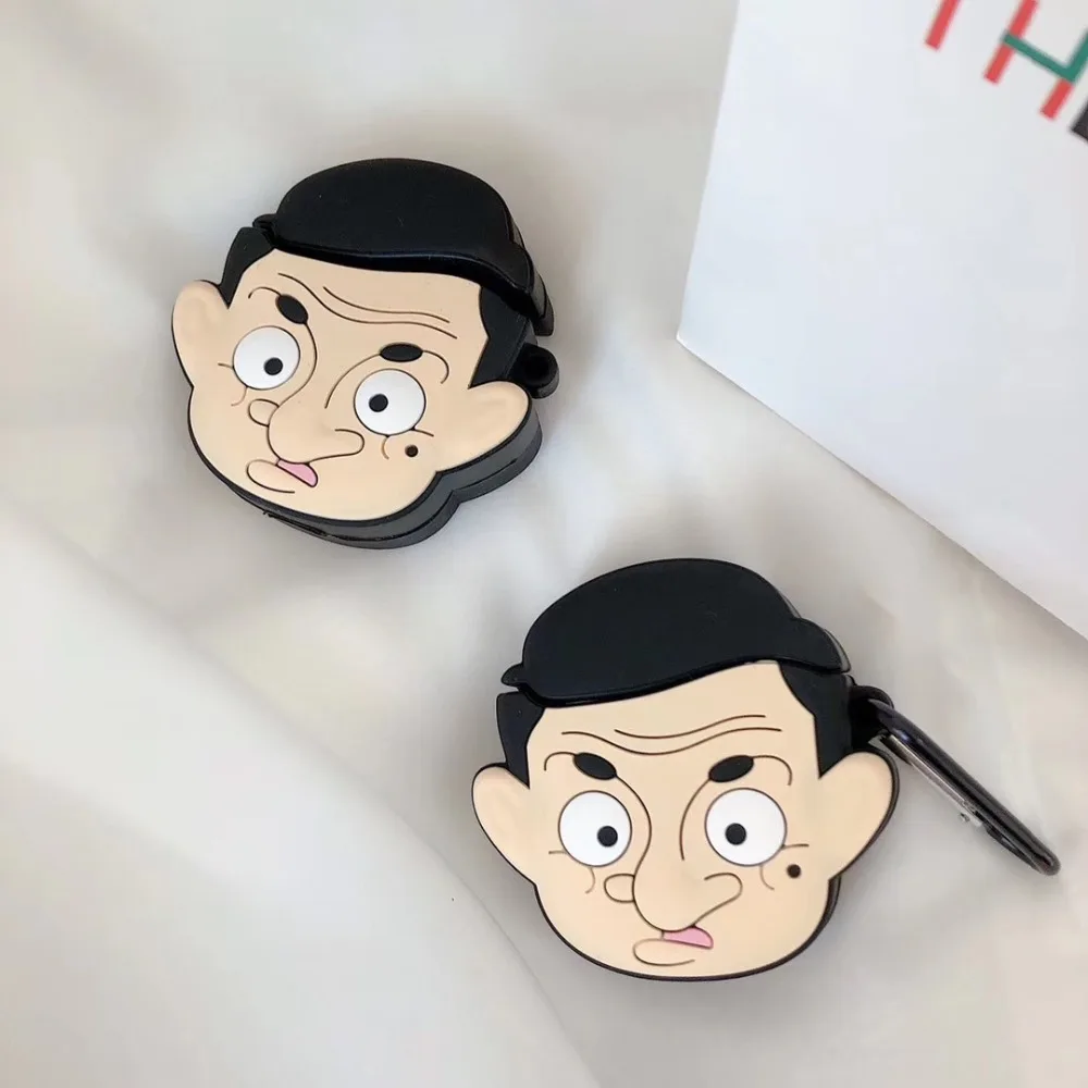 Чавейру милый 3D ПВХ силиконовый чехол Mr. Bean Airpods защитный чехол Подарочный Брелок для ключей для мужчин и женщин DIY сумка