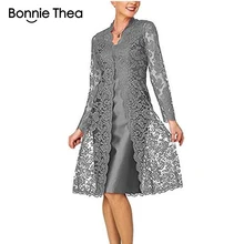 Bonnie Thea женское кружевное платье из двух частей с длинным рукавом, элегантное черное платье для вечеринки, весеннее платье