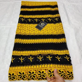 

10 colors (5yards/pc ) Newest design African cord lace fabric black yellow guipure lace fabric for party dress WLN001