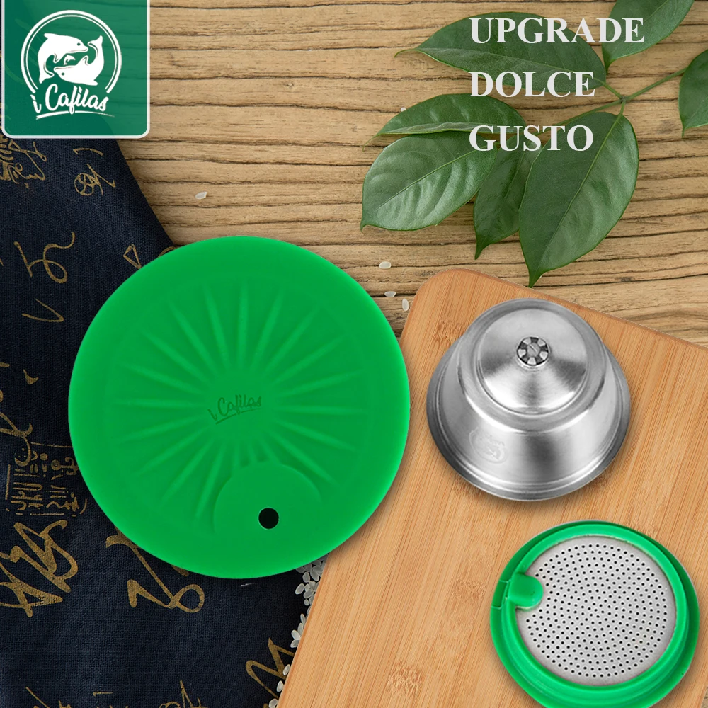 ICafilasUpgrade зеленые многоразовые стальные кофейные капсулы Dolce Gusto пластиковые для