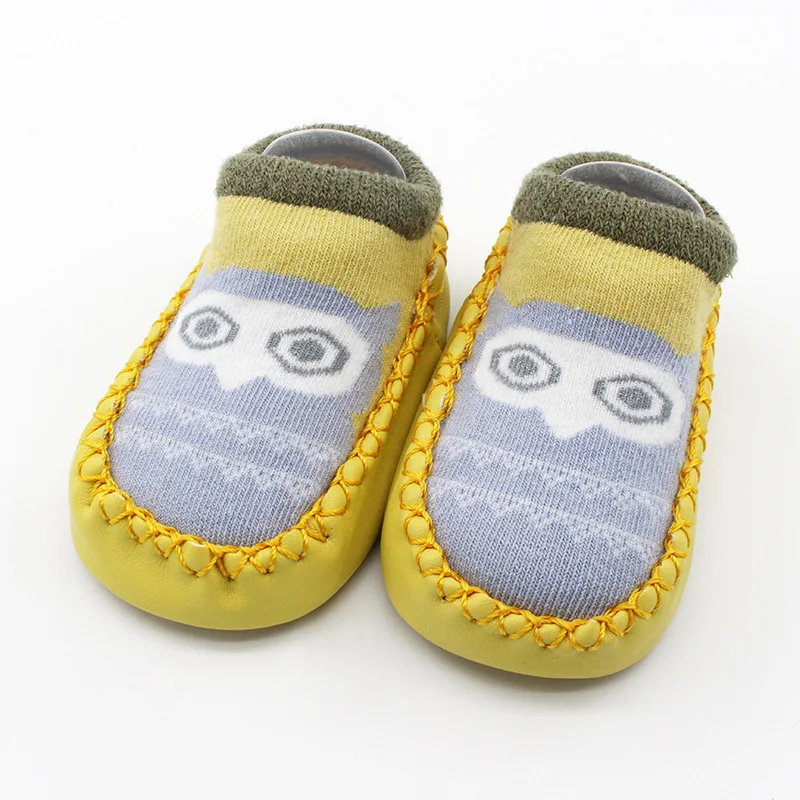 Детские носки с резиновой подошвой; Детские кожаные Носки с рисунком; детские носки для малышей; нескользящие носки с лисой - Цвет: 3