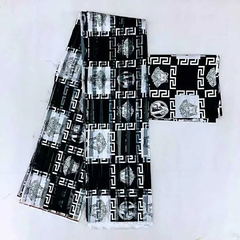 

New Arrival satin silk fabric Fashion african wax pattern design african wax prints Eco-Friendly silk fabric for Party Dress M02