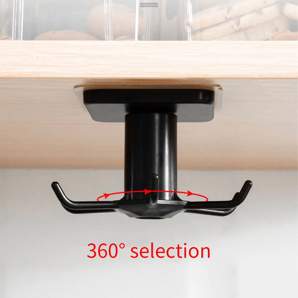 Kitchen Storage Hook Wall Mounted Rotate Kitchenware Organizer Rack Spoon Holder Cupboard Shelf Wall Door Hanging Key Hook Hot