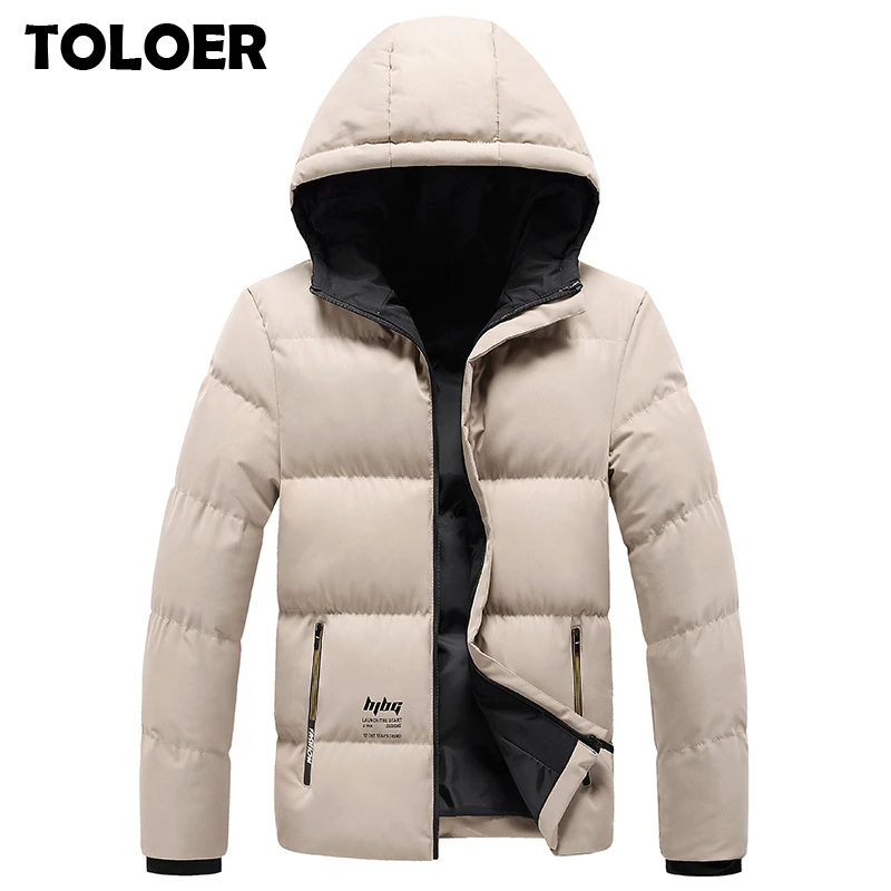 Winter Jacket Parkas Mens Fashion Coat Hooded Casual New Warm Male Slim-Fit Student