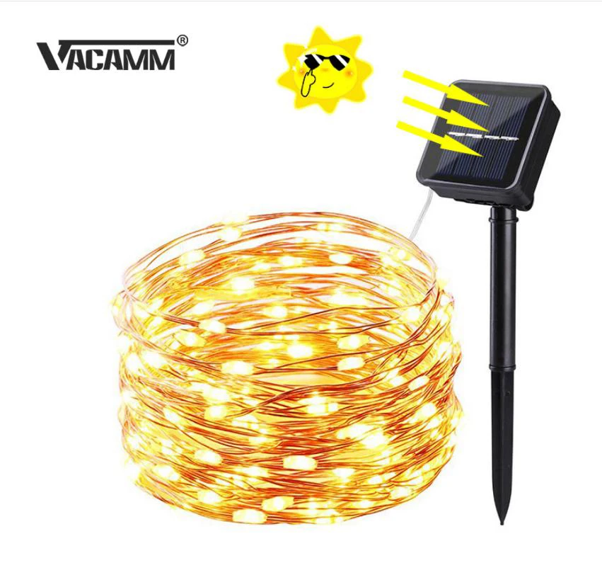 Уличная светодиодная гирлянда на солнечной батарее праздничная Рождественская