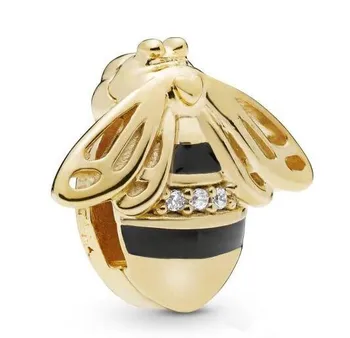 

Genuine 925 Sterling Silver Bead Charm Gold Shine Reflexions Queen Bee Clip Beads Fit Pandora Bracelet & Bangle Diy Jewelry