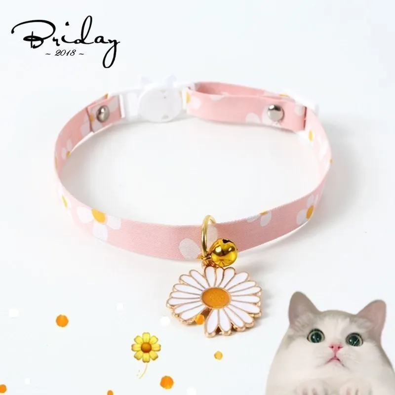 Gato Collar flor patrón gato Collar campana ajustable lazo para perro Collar para gatos, perros pequeños correa para el cuello perrito
