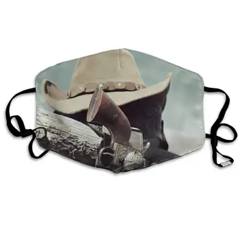 

Mouth Mask Cowboy Hat On Farm Ranch Print Masks - Breathable Adjustable Windproof Mouth-Muffle, Camping Running For Women And