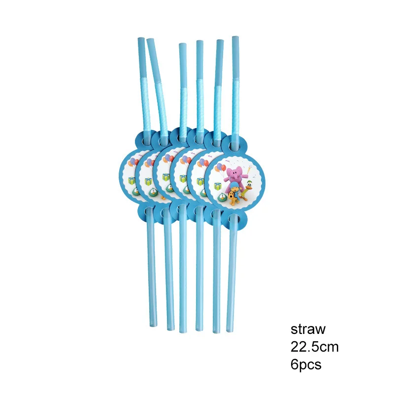 POCOYO вечерние Детские тематическая вечеринка на день рождения декоративные бумажные чашки блюдо флаг Скатерть вечерние принадлежности украшения - Цвет: straw-6pcs