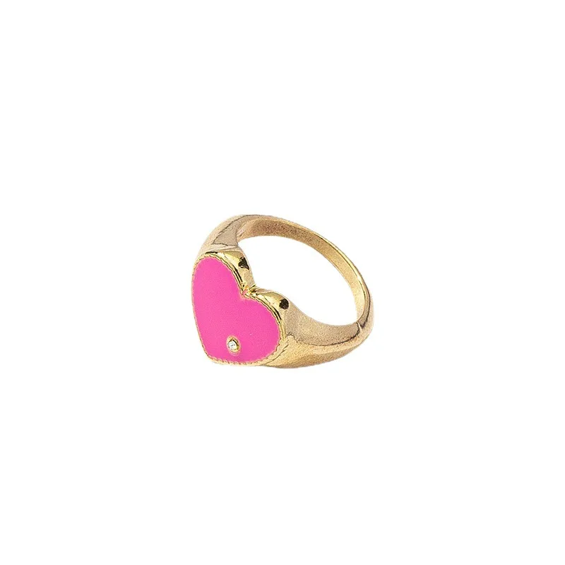 Anillos de de corazón de amor para de fiesta, moda rosa, oro, esmalte, 2021 _ - AliExpress Mobile