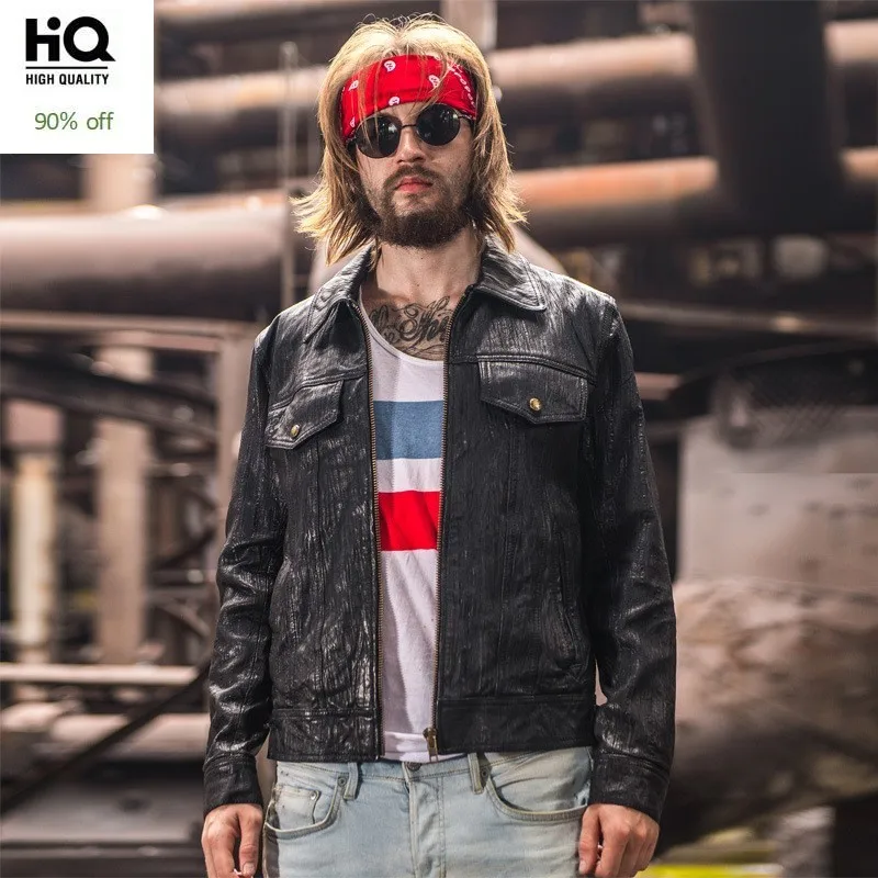 

Italian Vintage Autumn Mens 100% Real Leather Jacket Pockets Gothic Outwear Coat Slim Fit Biker Sheepskin Genuine Leather Jacket