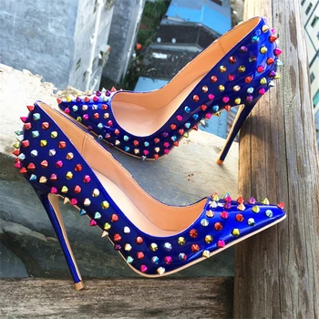 

Women high heels patent leather high quality sexy 10cm 12cm thin heel pumps point toe us8 yellow party wedding women pumps shoes