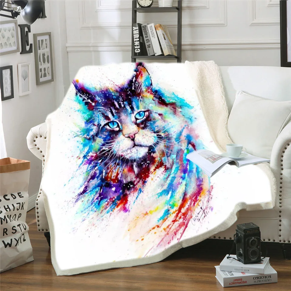 Индивидуальное 3D одеяло для кровати с изображением кота, Детское покрывало с рисунком, милое плюшевое одеяло с изображением животных из мультфильма, Манта, постельные принадлежности - Цвет: 8