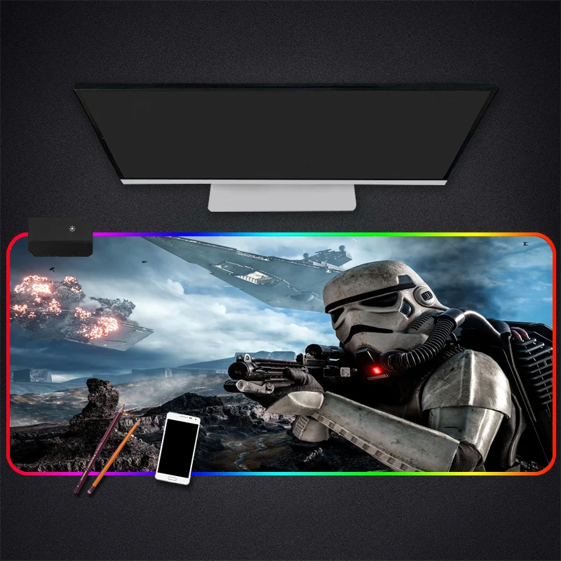 Игровой RGB коврик для мыши с аниме &quotЗвездные войны&quot большой скоростных игр фиксируемой кромкой