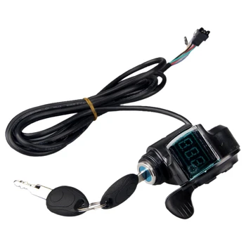 

Electric Bicycle Thumb Throttle Display Battery Voltage Switch Power E-Bike Finger Thumb Throttle with Key Lock