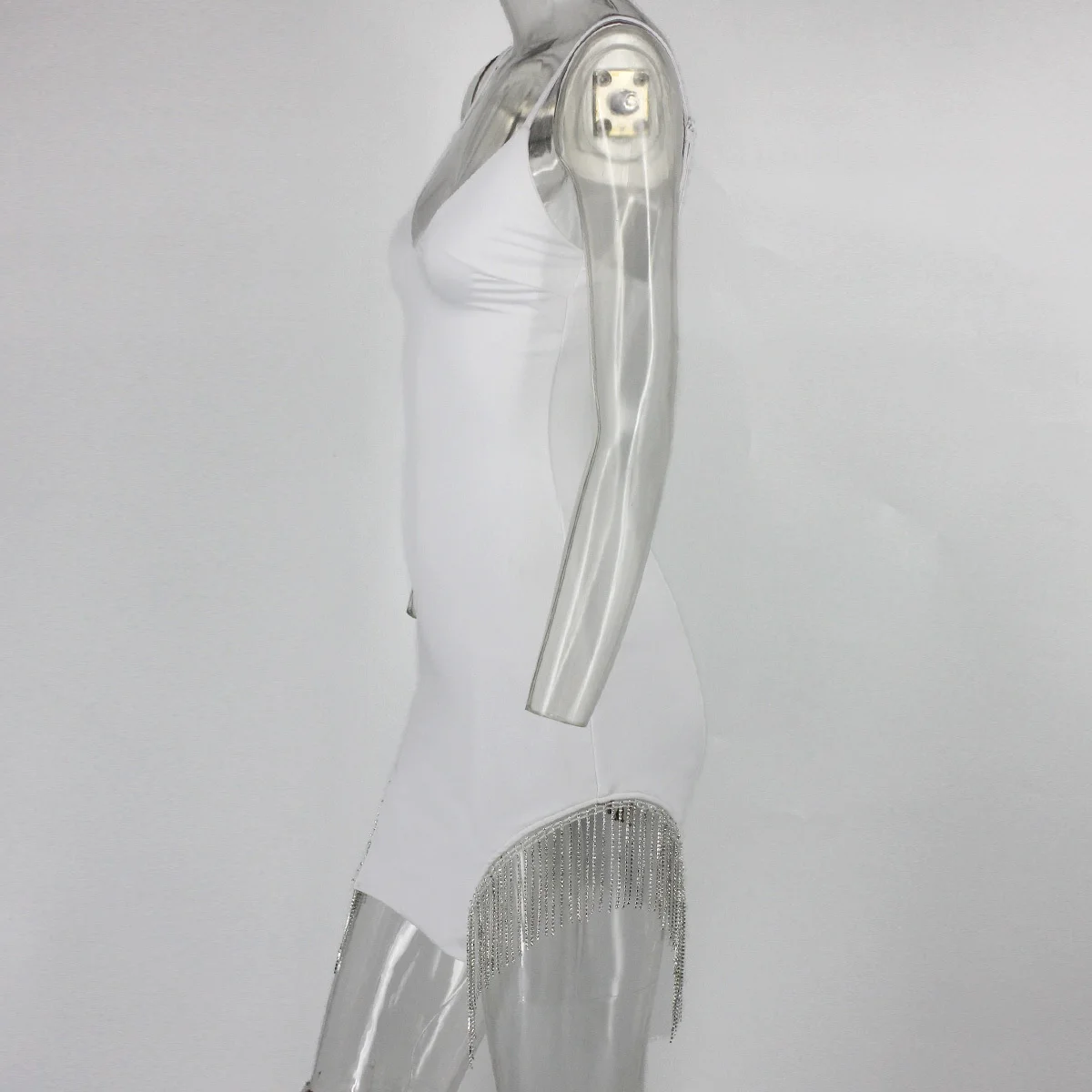 EvaQueen Sexy Tassel White Dress Women Spaghetti Strap Mini Dresses Party Female Bodycon Dress Club Summer Autumn 2019 Vestidos