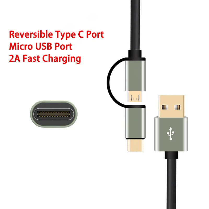 Кабель Micro usb type C для быстрой синхронизации данных зарядный кабель для samsung huawei Xiaomi LG Andriod Micro USB 2 в 1 Кабели для мобильных телефонов