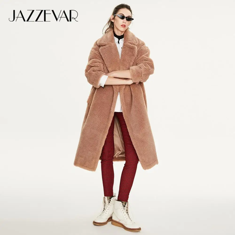 JAZZEVAR Зимнее новое поступление меховое пальто новое модное стильное свободная одежда длинное теплое зимная куртка K9063