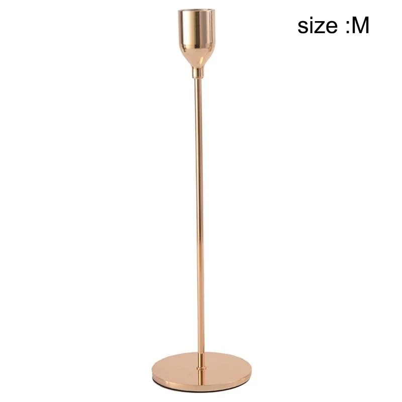 Rose Gold M Металлический подсвечник с одной головкой, подсвечник для стола, свадебное Рождественское украшение MF999 - Цвет: Rose Gold M