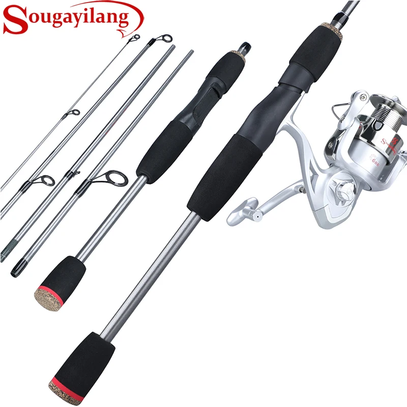 

Sougayilang 5 Section Fishing Rod and Reel Combos Portable Telescopic Fishing Pole Spinning Reels Saltwater Freshwater Fishing