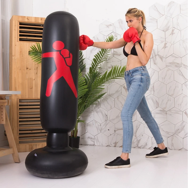 New Inflatable PVC Punching Post Tumbler boxing Post Wide Chassis as martial equipment Boxing gloves Roly-poly Punching Sandbag