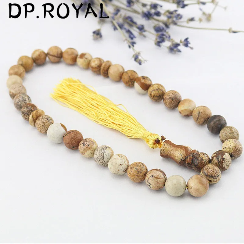 South African Natural Stone Bracelet With Tassel Pendant 33 Prayer Beads Muslim Islam Tasbih Bangle Allah Mohammed Jewelry