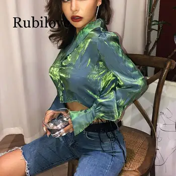 

Fashion bling blouses women 2019 party shirts cardigan button full sleeve turn-down collar autumn tops slim shirts casual
