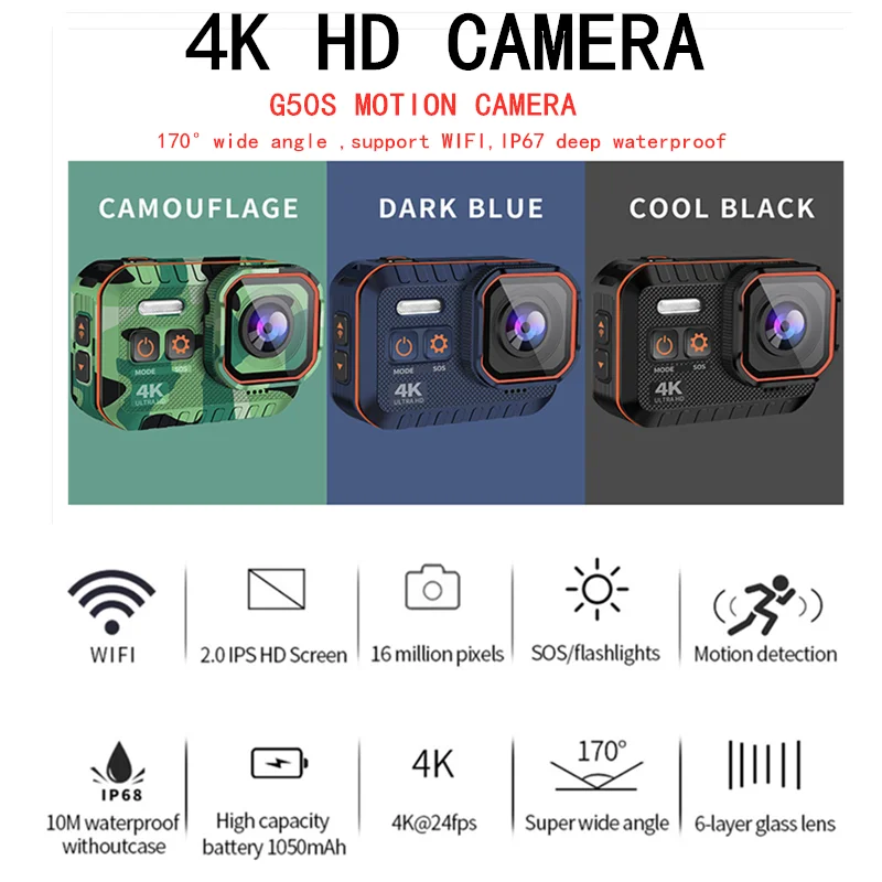 Новое поступление! Экшн камера Ultra HD 4K 10 м водонепроницаемая экран 2 0 дюйма