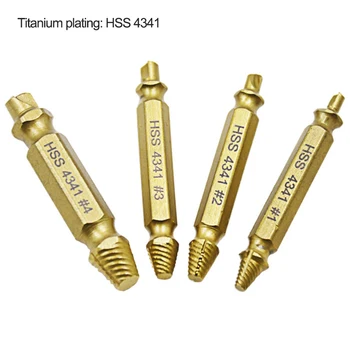 

4pcs Carpenters Screw&Bolt Extractor Guide Drill Removal Bren Bolts Easy Out Double Side Bolt Stud Screw Remover Extractors