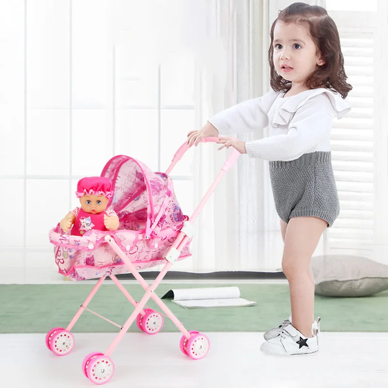 Details about   Simulation Baby Dolls Stroller Carriage Foldable Kids Gift Pretend Play Toys new 