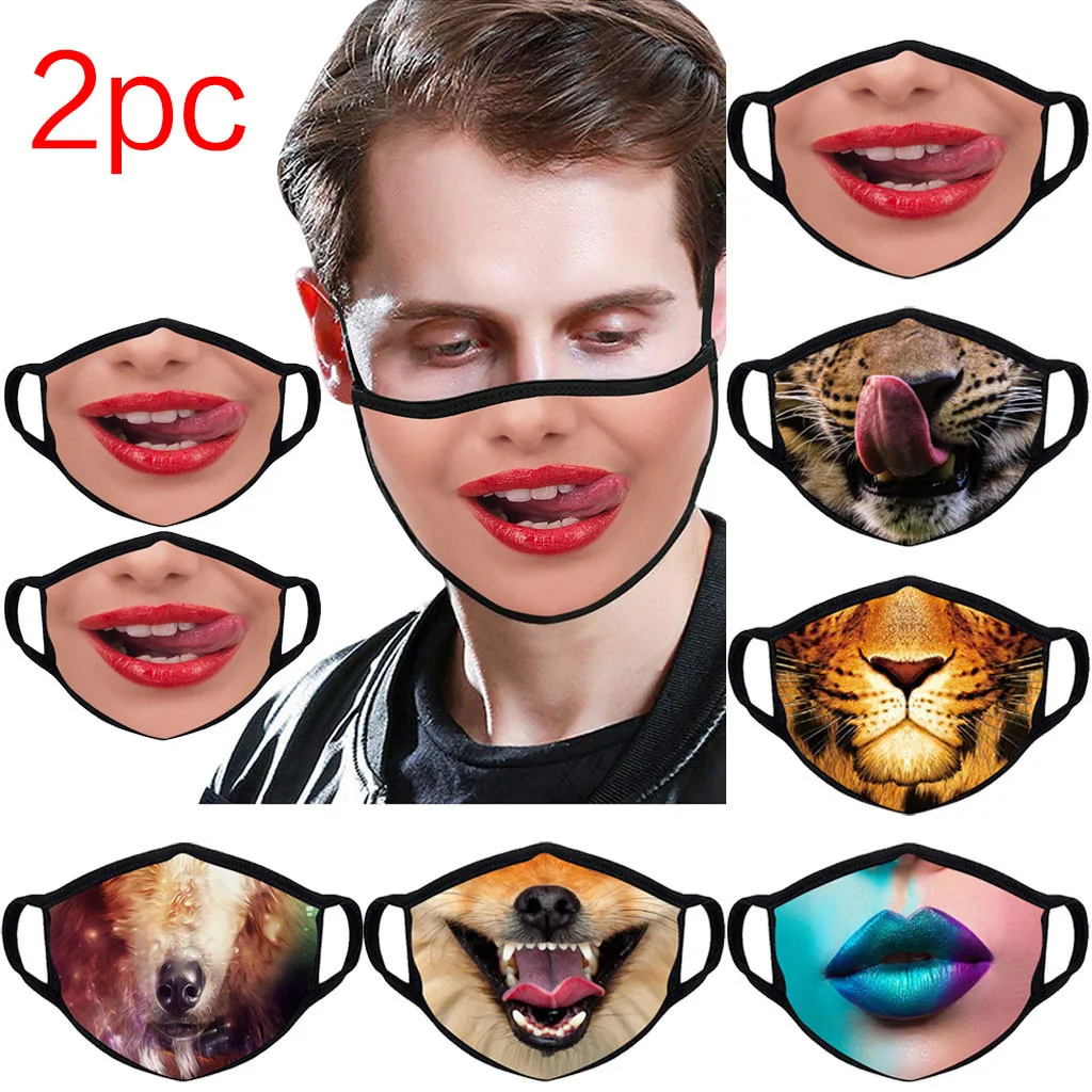 2 упаковки пикантный Забавный шарф для лица с принтом губ пылезащитный