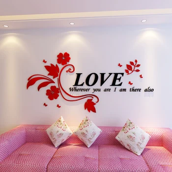 

Modern Style Love Theme Acrylic Wall Sticker Livingroom 1pcs Quality 3d Wall Stickers 12 Colors Tv Sofa Wall Room Decoration B