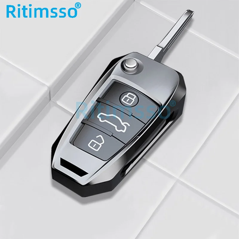 Custodia-protettiva-per-coperture-chiave-pieghevole-in-lega-di-zinco-per-Audi-A1-A3-A4-A5.jpg Custodia/cover per Chiave/telecomando in lega di zinco per Audi A1 A3 A4 A5 Q7 A6 C5 C6 accessori per lo Styling della borsa del supporto per auto - Custodia protettiva per coperture chiave pieghevole in lega di zinco per Audi A1 A3 A4 A5