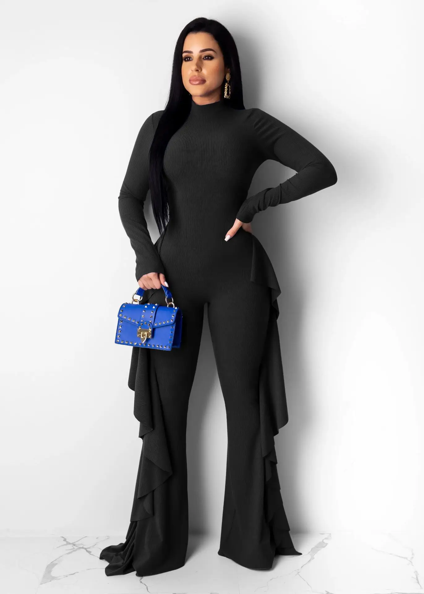 ChocoMist Jumpsuits Elegant Solid  Ruffles Design Jumpsuit  2521