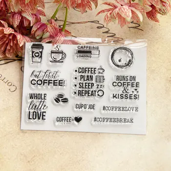 

10.5x8cm coffee shop Transparent Clear Stamps Silicone Seals Roller Stamp DIY scrapbooking photo album/Card Making Christmas