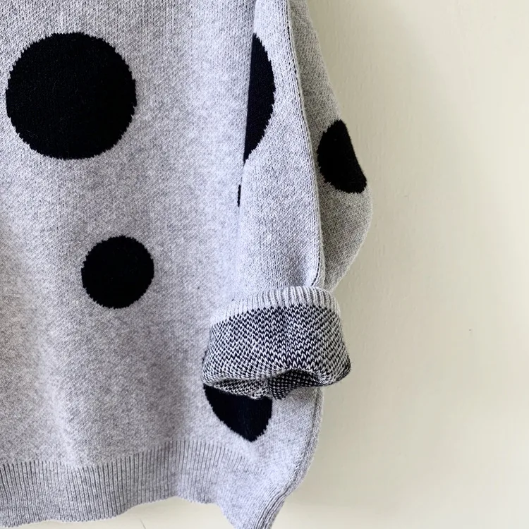 Virgil Kids/ осенняя одежда; стиль; Детский свитер в Корейском стиле; Детский свитер в горошек