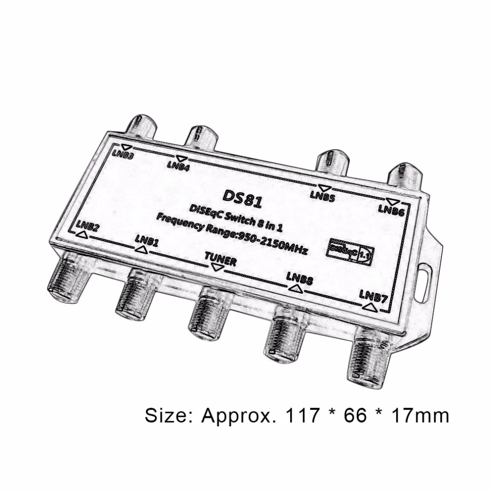 New1pcs GST-8101 8 в 1 спутникового сигнала выключатель DiSEqC приемник LNB Multiswitch