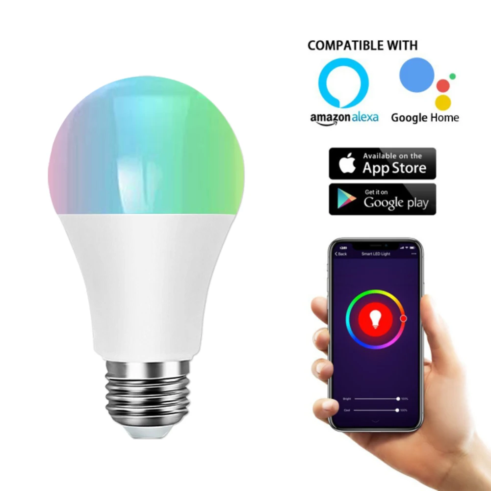

1pc E27 Smart WiFi Light Bulb Led Lamp 4.5/ 7/10W RGB RGBW E27 Wake-Up Warm Lights Work with Alexa Google Home Chrismas Lights