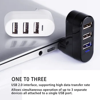 

High Quality For Laptop For PC Hub USB Rotate Splitter Mini Adapter 3 Ports white